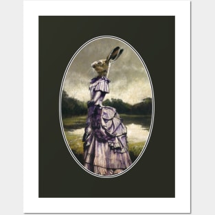 Victorian Hare Lady Oval Design Posters and Art